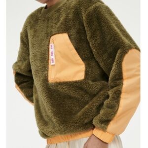 UGG Niko Crewneck Olive/Orange Sherpa Pullover Sweater Women's Size M